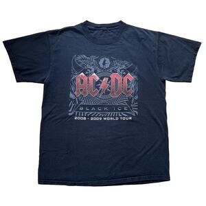 ACDC Black Ice Tour 2008 Shirt Mens Large Band Rock Graphic Tee